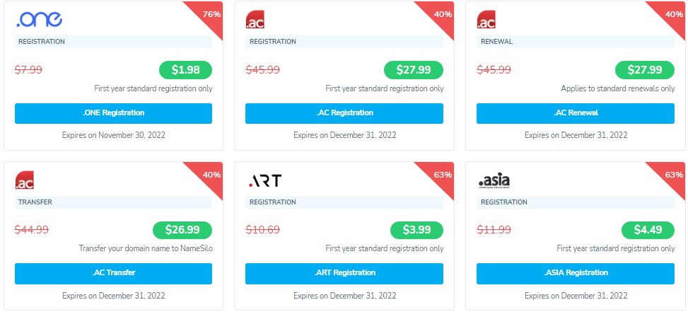NameSilo2022年10月特价域名