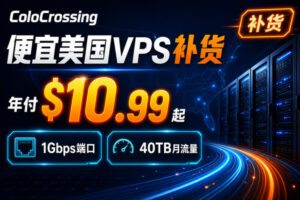 ColoCrossing便宜美国VPS补货：年付$10.99起 1Gbps端口 40TB月流量